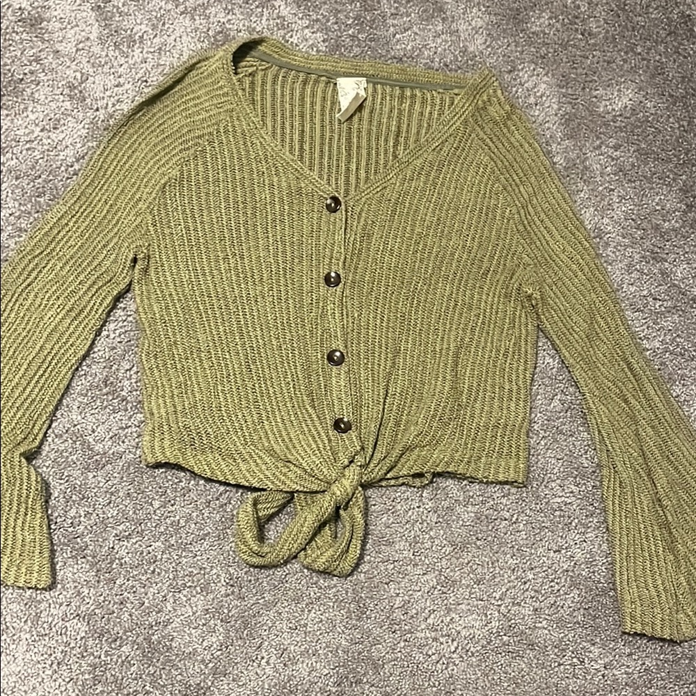 Olive Green Button-Up Sweater